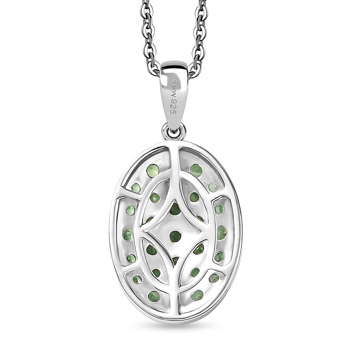 D'Joy Tsavorite Garnet 1.70 ctw Pendant Necklace in Rhodium Over Sterling Silver 20 Inches  image number 4