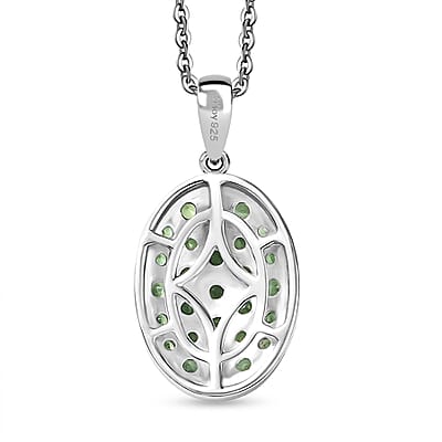 D'Joy Tsavorite Garnet 1.70 ctw Pendant Necklace in Rhodium Over Sterling Silver 20 Inches 