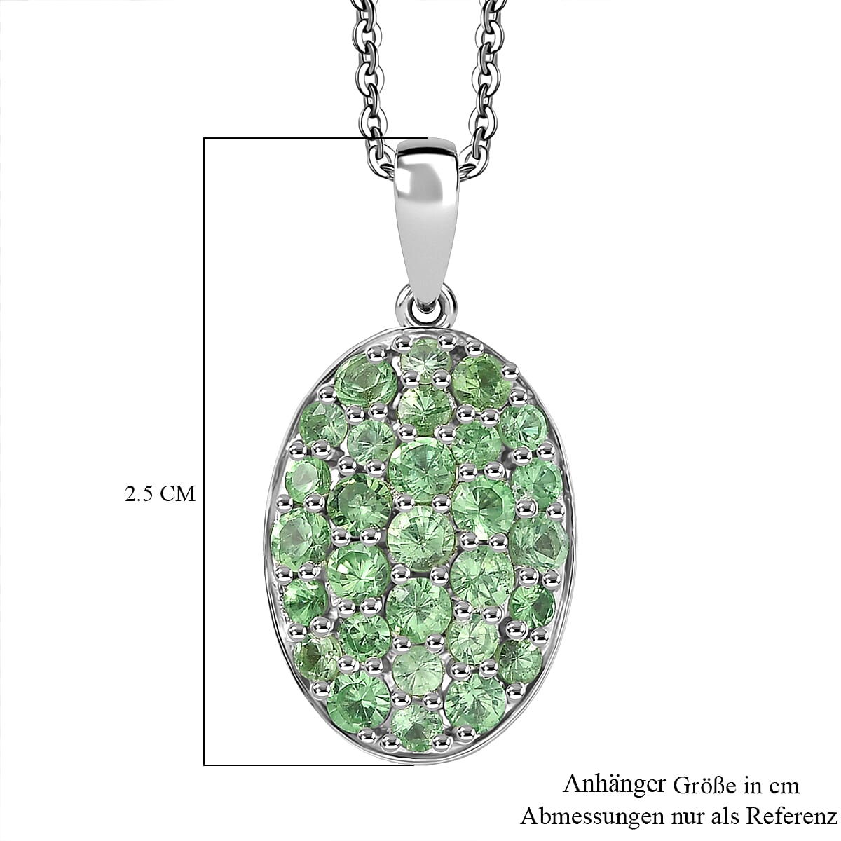 D'Joy Tsavorite Garnet 1.70 ctw Pendant Necklace in Rhodium Over Sterling Silver 20 Inches  image number 5