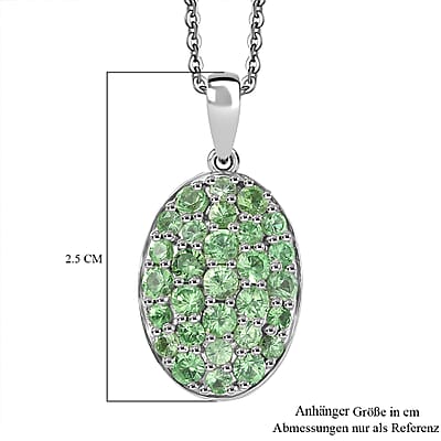 D'Joy Tsavorite Garnet 1.70 ctw Pendant Necklace in Rhodium Over Sterling Silver 20 Inches 