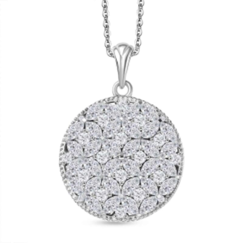 D'Joy Moissanite 5.43 ctw Pendant Necklace in Rhodium Over Sterling Silver 18 Inches