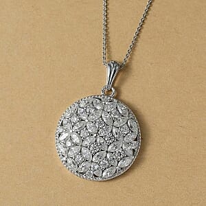 D'Joy Moissanite 5.43 ctw Pendant Necklace in Rhodium Over Sterling Silver 18 Inches
