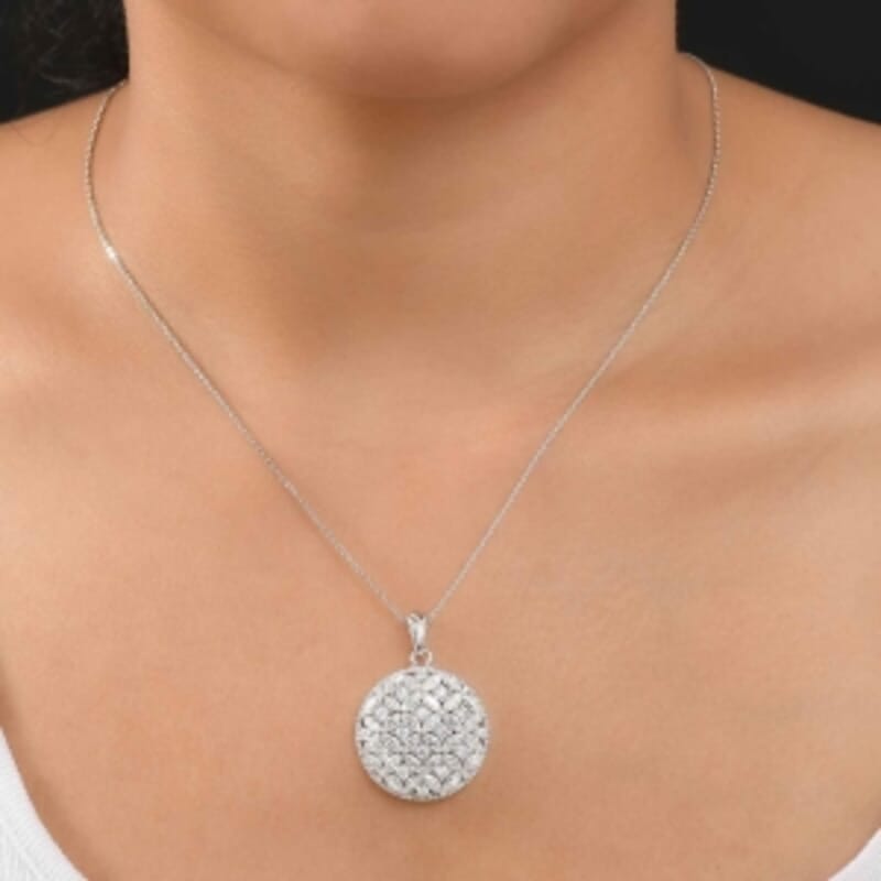 D'Joy Moissanite 5.43 ctw Pendant Necklace in Rhodium Over Sterling Silver 18 Inches