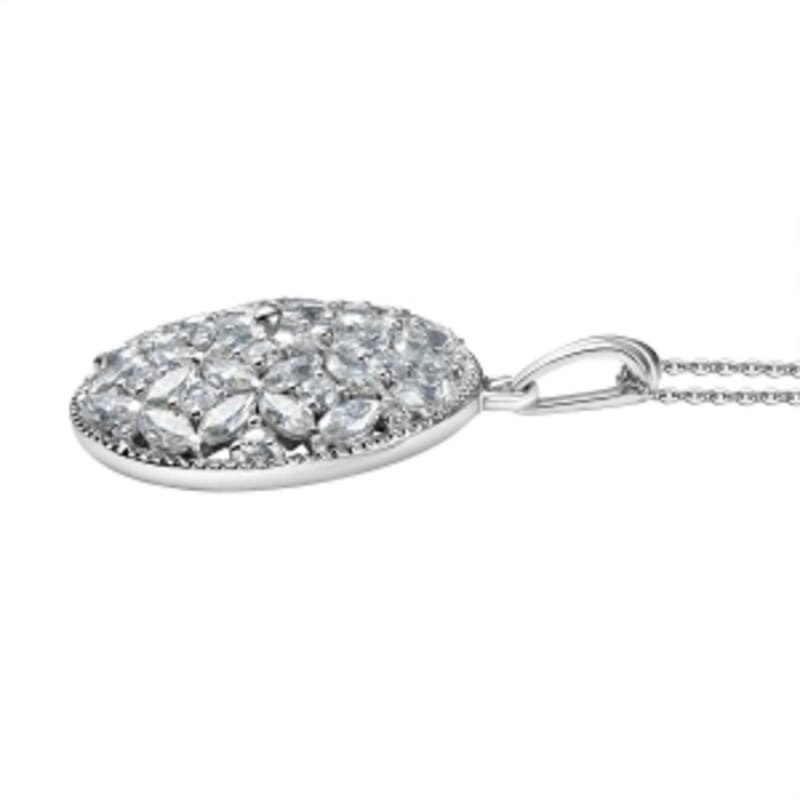 D'Joy Moissanite 5.43 ctw Pendant Necklace in Rhodium Over Sterling Silver 18 Inches