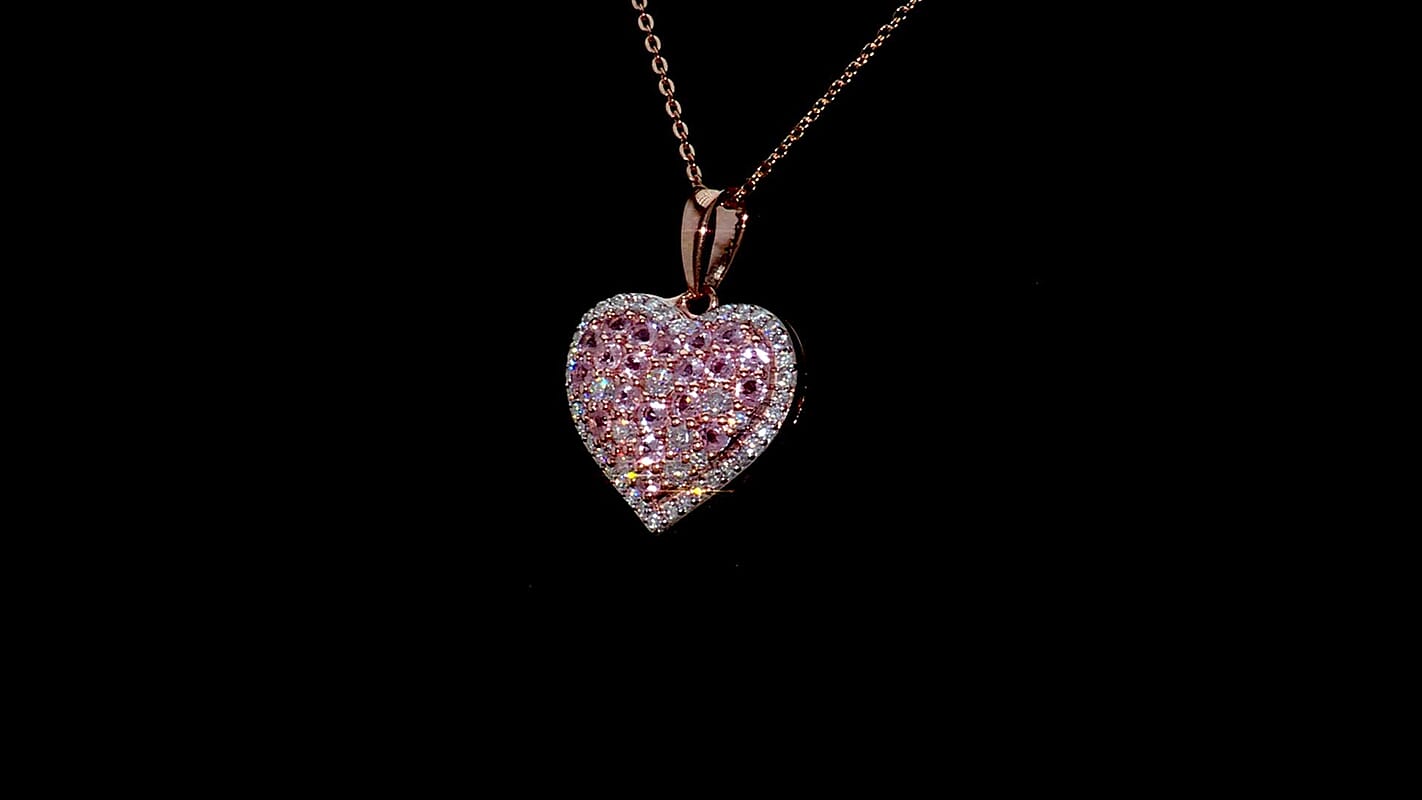 D'Joy Narsipatnam Pink Spinel and Moissanite 1.50 ctw Heart of Blush Pendant Necklace in 18K Vermeil Rose Gold Over Sterling Silver 20 Inches