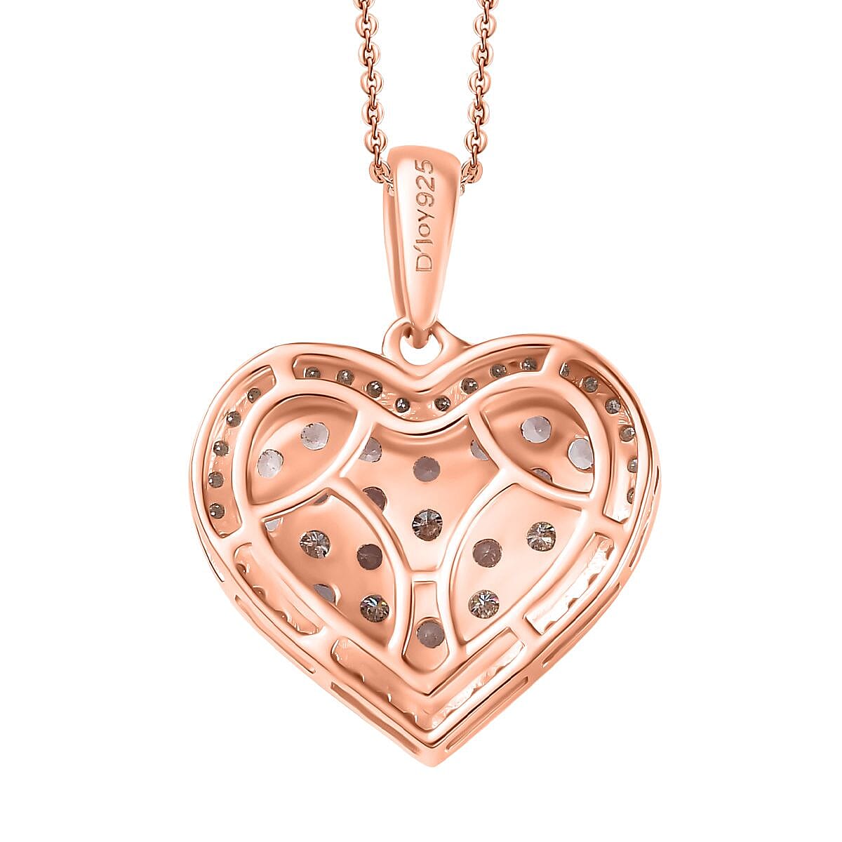 D'Joy Narsipatnam Pink Spinel and Moissanite 1.50 ctw Heart of Blush Pendant Necklace in 18K Vermeil Rose Gold Over Sterling Silver 20 Inches