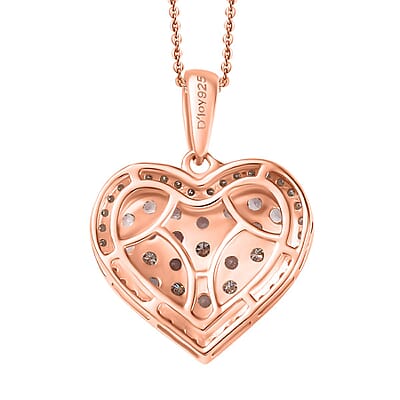 D'Joy Narsipatnam Pink Spinel and Moissanite 1.50 ctw Heart of Blush Pendant Necklace in 18K Vermeil Rose Gold Over Sterling Silver 20 Inches