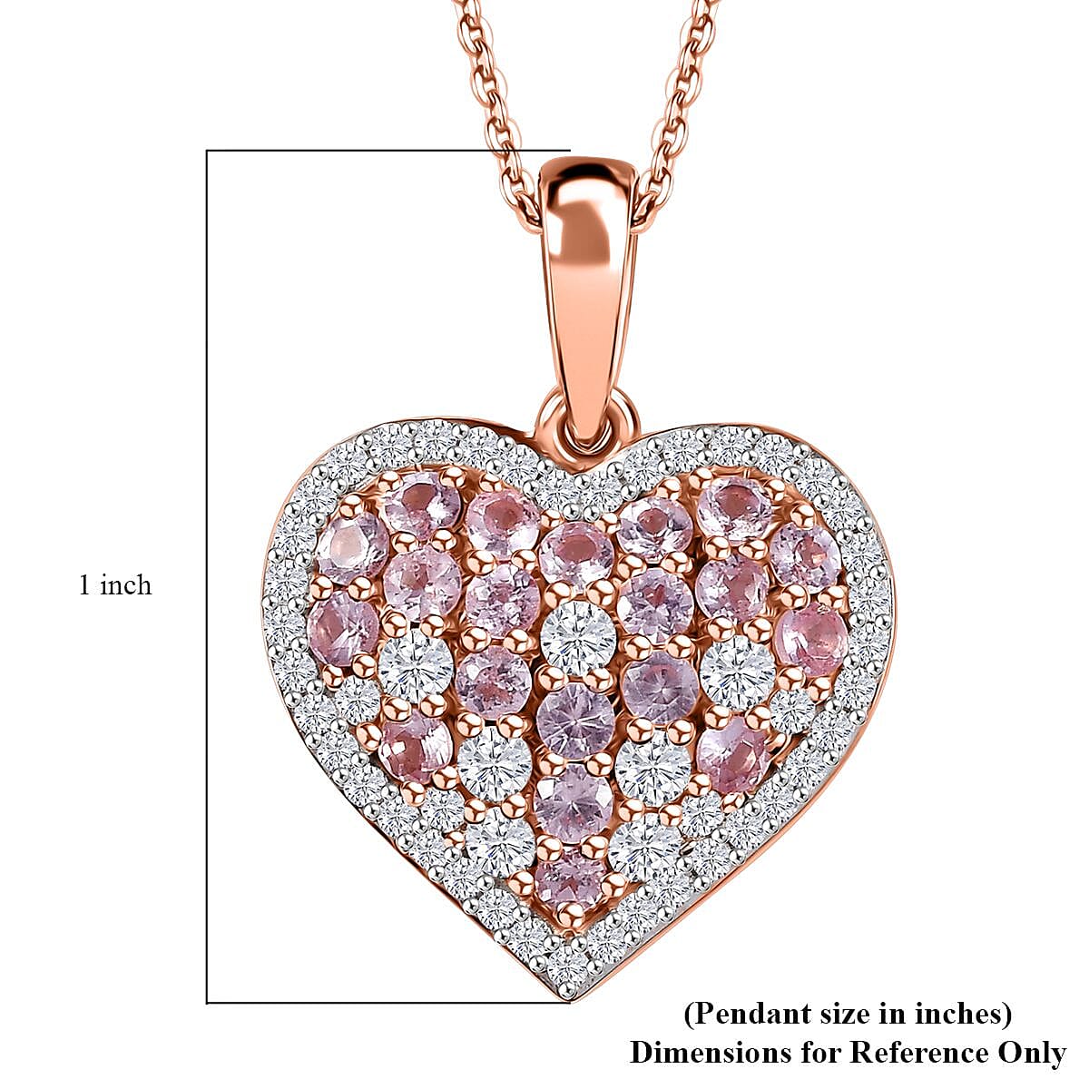 D'Joy Narsipatnam Pink Spinel and Moissanite 1.50 ctw Heart of Blush Pendant Necklace in 18K Vermeil Rose Gold Over Sterling Silver 20 Inches