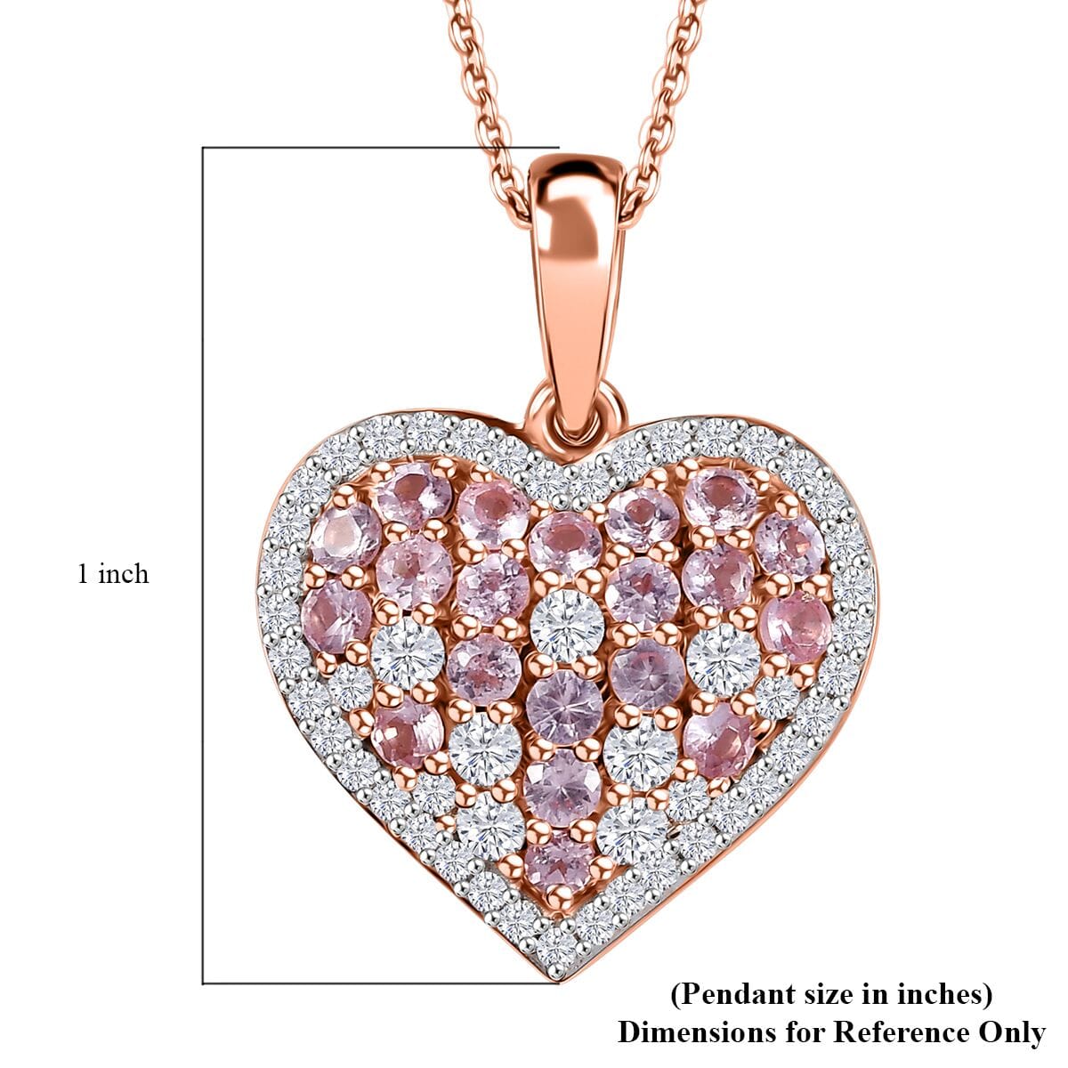 D'Joy Narsipatnam Pink Spinel and Moissanite 1.50 ctw Heart of Blush Pendant Necklace in 18K Vermeil Rose Gold Over Sterling Silver 20 Inches image number 6