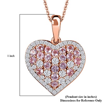D'Joy Narsipatnam Pink Spinel and Moissanite 1.50 ctw Heart of Blush Pendant Necklace in 18K Vermeil Rose Gold Over Sterling Silver 20 Inches