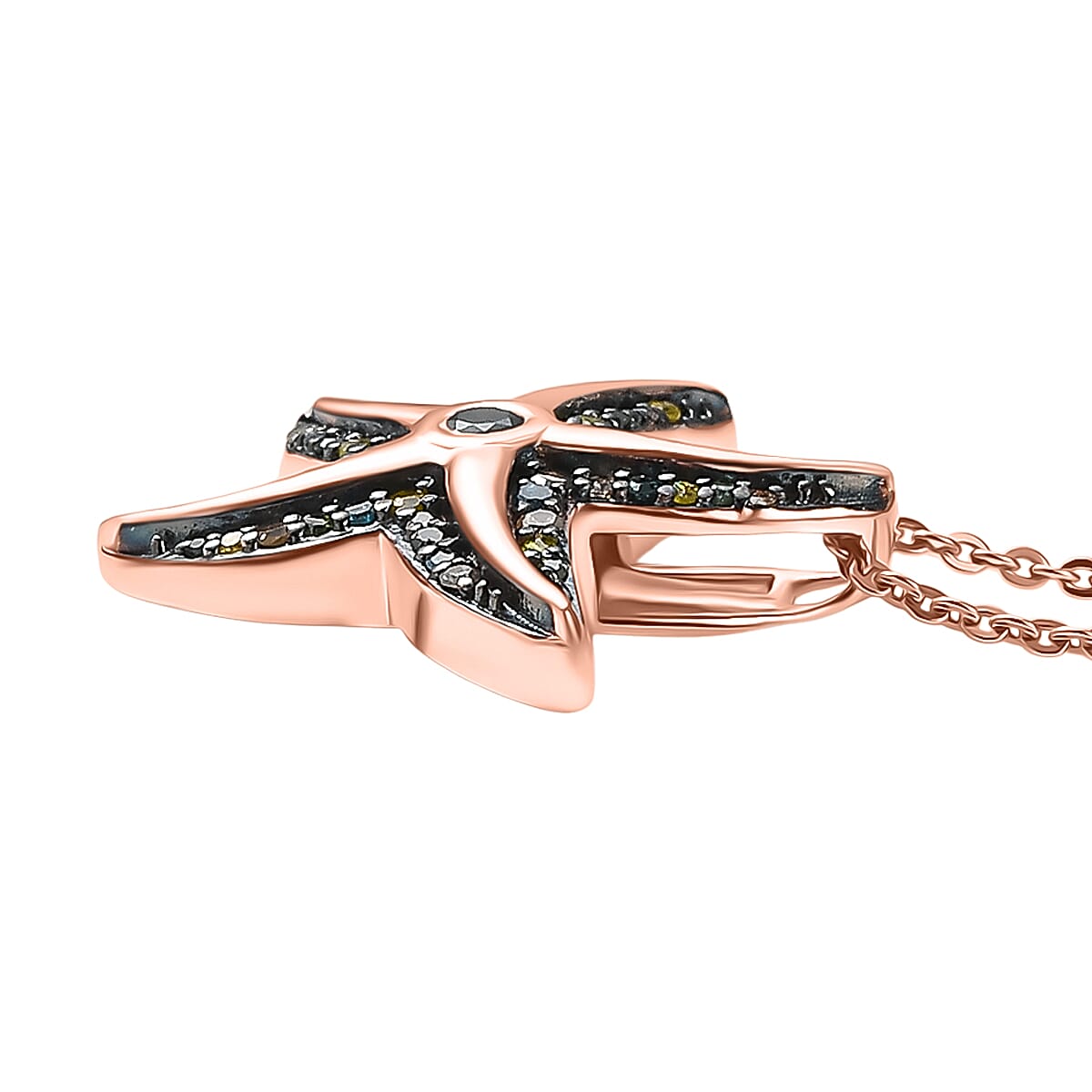 Multi Color Diamond 0.35 ctw Pendant Necklace (20 Inches) in 18K Vermeil RG Over Sterling Silver