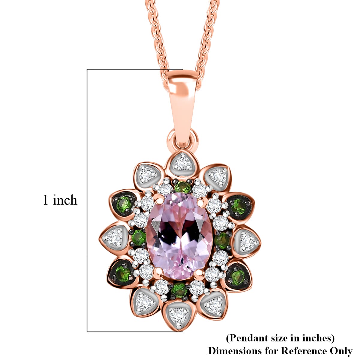 D'Joy Premium Martha Rocha Kunzite and Multi Gemstone 2.25 ctw Blooming Flower Pendant Necklace in 18K Vermeil Rose Gold Over Sterling Silver 20 Inches image number 6