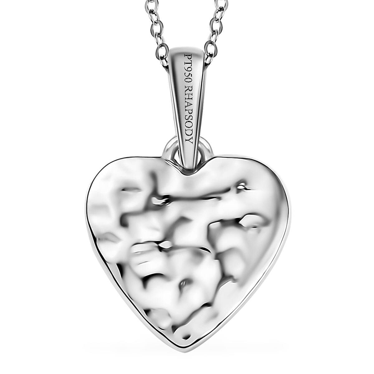 Rhapsody 950 Platinum Heart Pendant Necklace 18 Inches 5.34 Grams