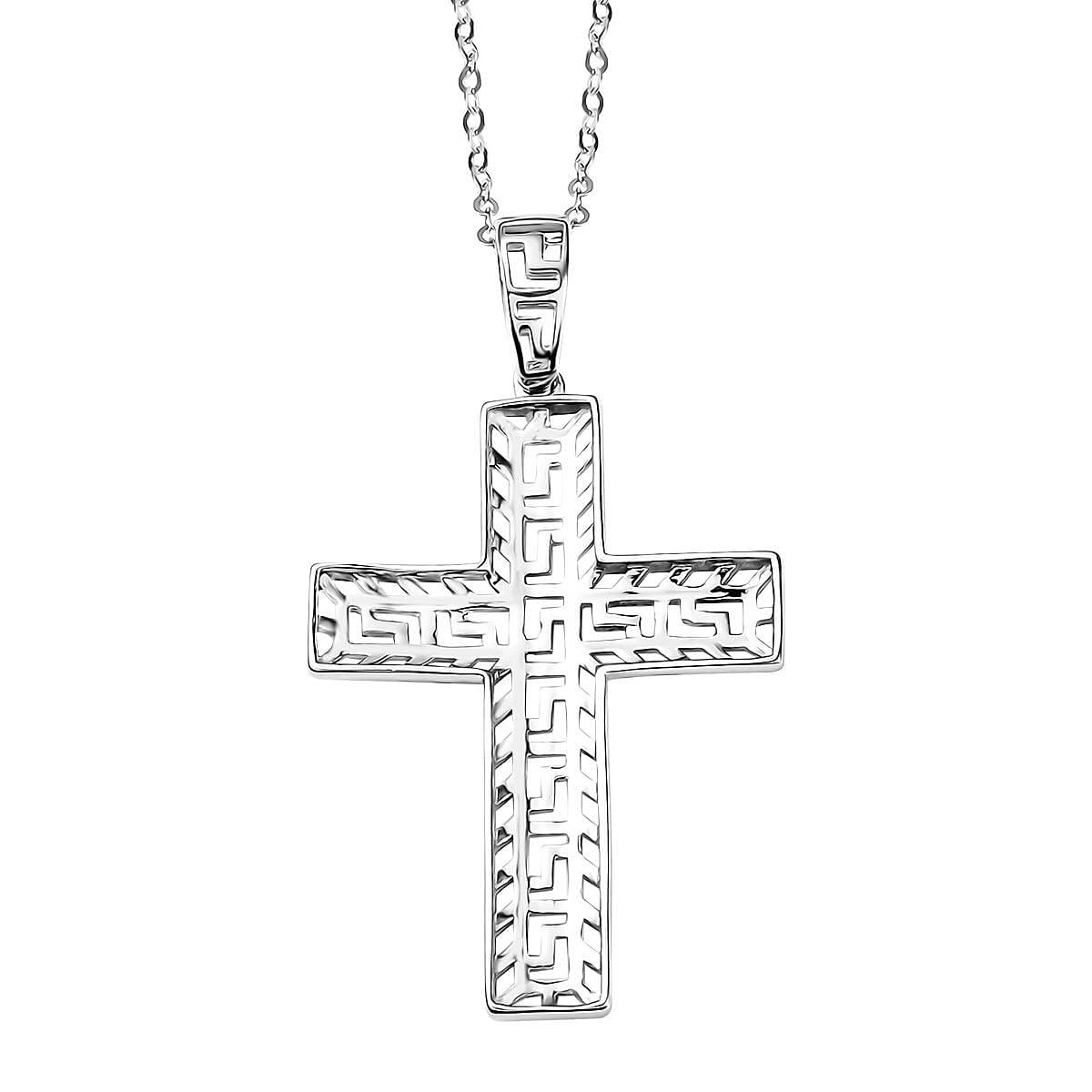 950 Platinum Sacred Mirage of Faith Cross Pendant Necklace 18 Inches 3.15 Grams