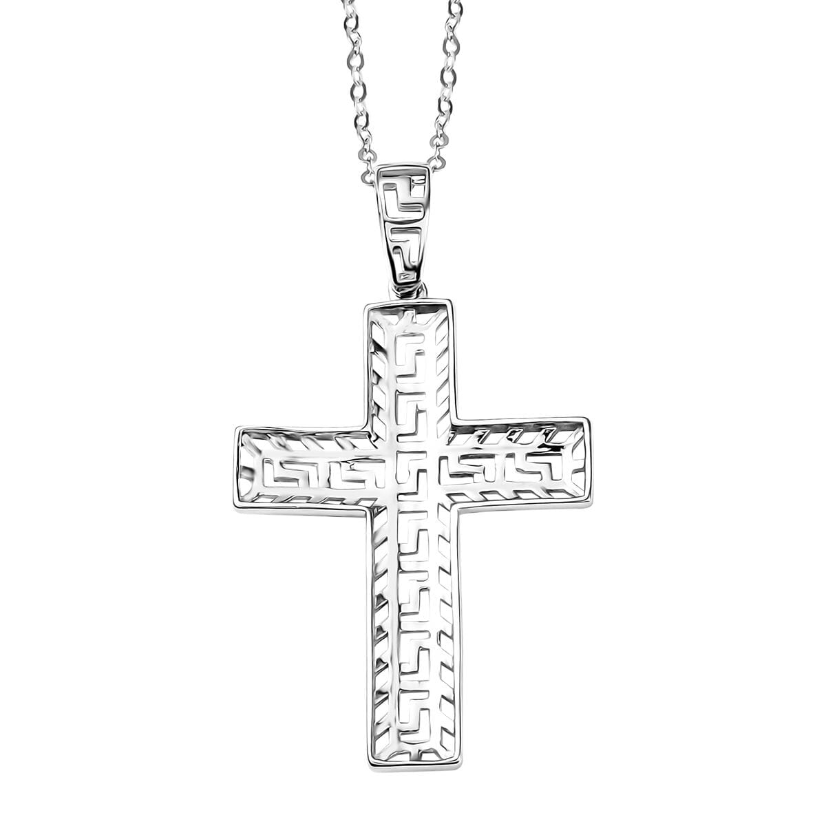950 Platinum Sacred Mirage of Faith Cross Pendant Necklace 18 Inches 3.15 Grams image number 4