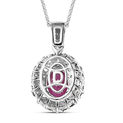 D'Joy Premium Taveta Ruby and Multi Gemstone 2.85 ctw Imperial Garden Pendant Necklace in Rhodium Over Sterling Silver 20 Inches
