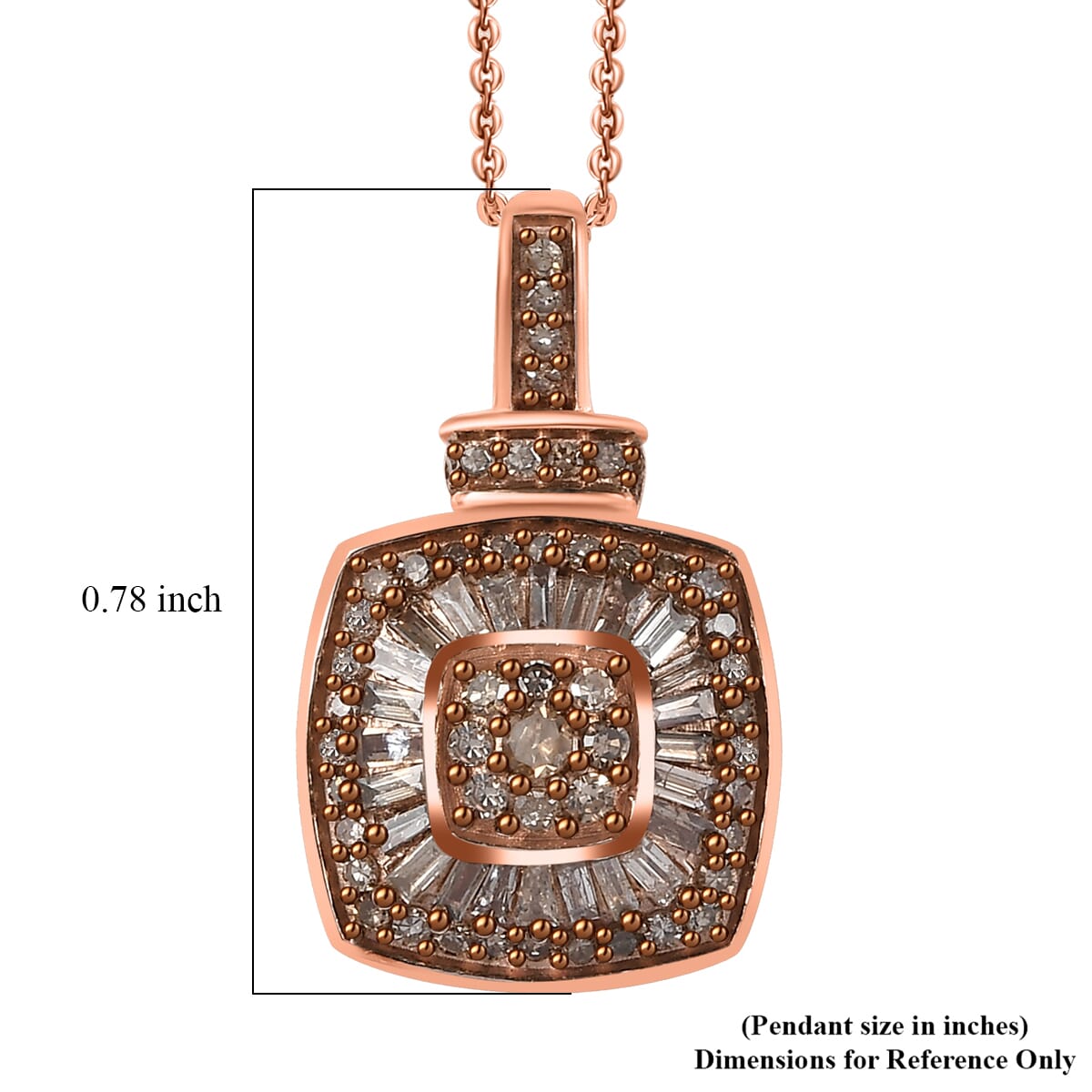 D’Joy Natural Champagne Diamond 0.50 ctw Art Deco Pendant Necklace 20 Inches in 18K Vermeil Rose Gold Over Sterling Silver image number 5