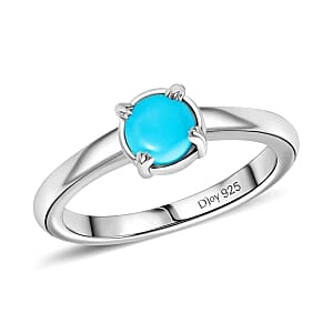 Sleeping Beauty Turquoise Ring (Size 9), 1.76 ctw Earrings and Pendant in Rhodium Over Sterling Silver