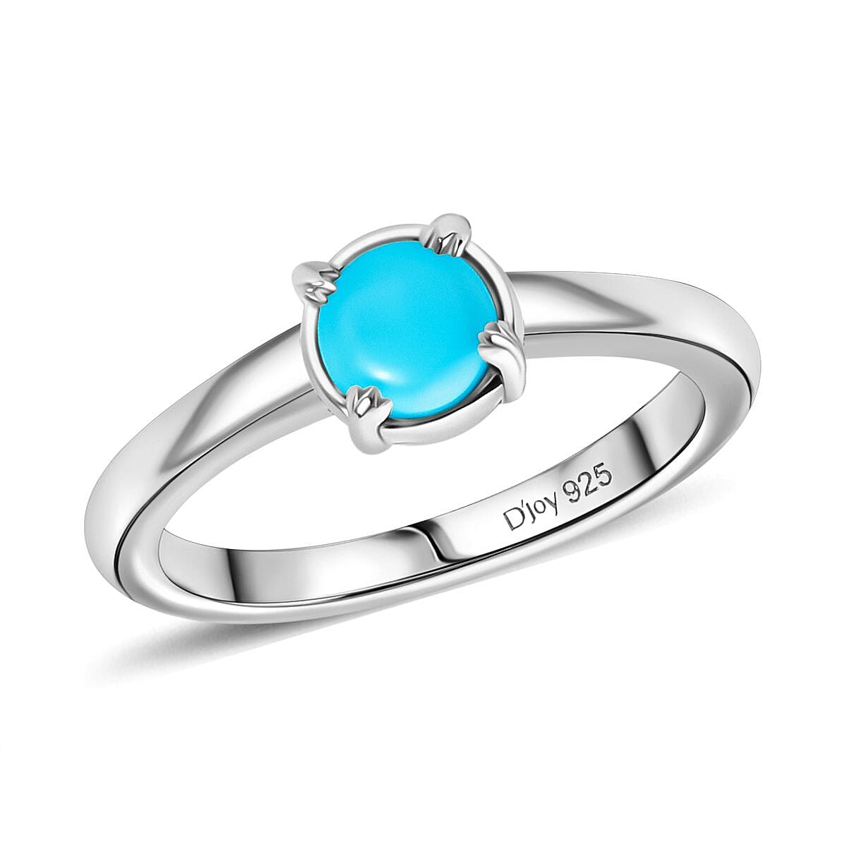 D'Joy Sleeping Beauty Turquoise 1.76 ctw Set Of Earrings, Pendant and Ring (Size 10.0) in Rhodium Over Sterling Silver