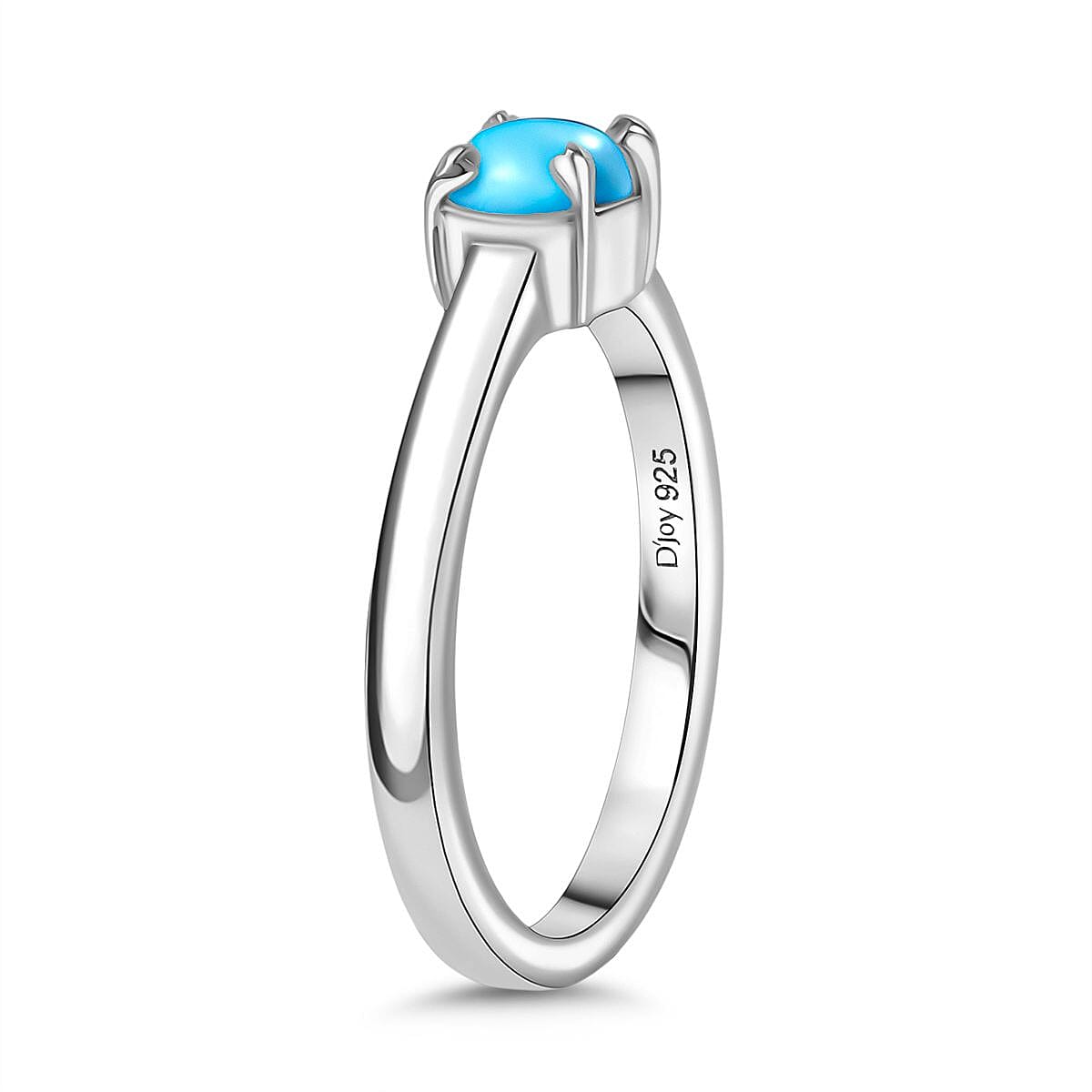 D'Joy Sleeping Beauty Turquoise 1.76 ctw Set Of Earrings, Pendant and Ring (Size 10.0) in Rhodium Over Sterling Silver