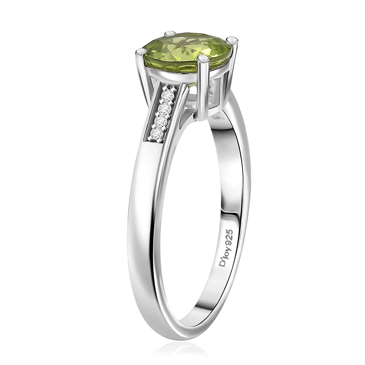 D'Joy Hebei Peridot and Moissanite 3.15 ctw Ring (Size 5.0) and Pendant in Rhodium Over Sterling Silver with Stainless Steel Necklace 20 Inches image number 4