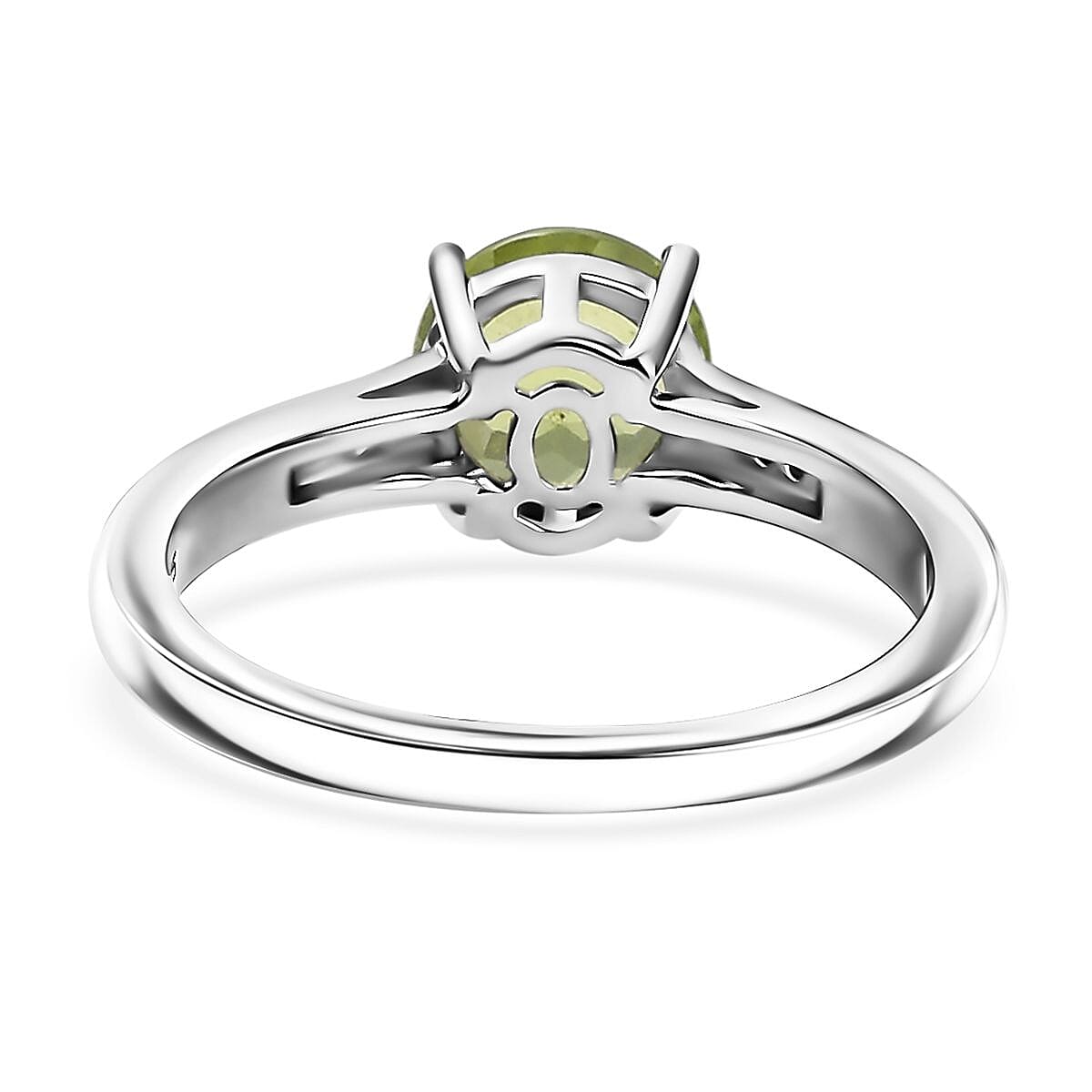 D'Joy Hebei Peridot and Moissanite 3.15 ctw Ring (Size 5.0) and Pendant in Rhodium Over Sterling Silver with Stainless Steel Necklace 20 Inches image number 5