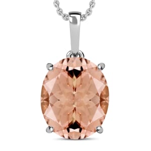 Luxoro AAA Marropino Morganite 4.50 ctw Solitaire Pendant Necklace 20 Inches in 14K White Gold