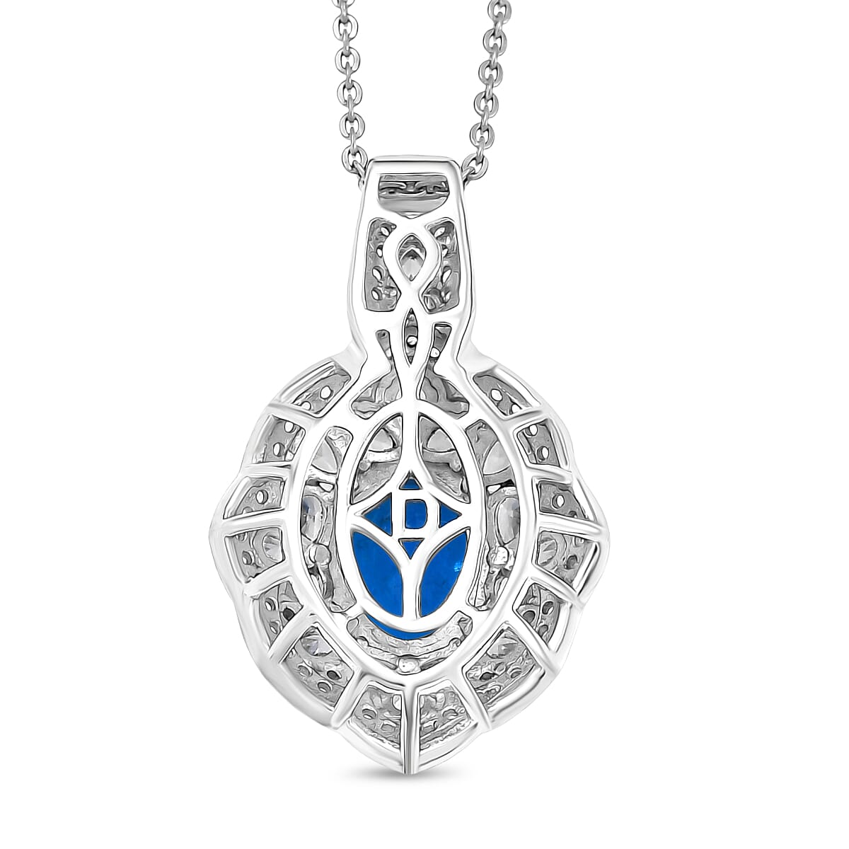 D'Joy Malgache Neon Apatite, White Zircon Pendant Necklace (20 Inches) in Rhodium Over Sterling Silver 2.90 ctw image number 4