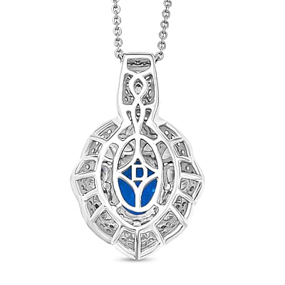 D'Joy Malgache Neon Apatite and White Zircon 2.90 ctw Pendant Necklace in Rhodium Over Sterling Silver 20 Inches