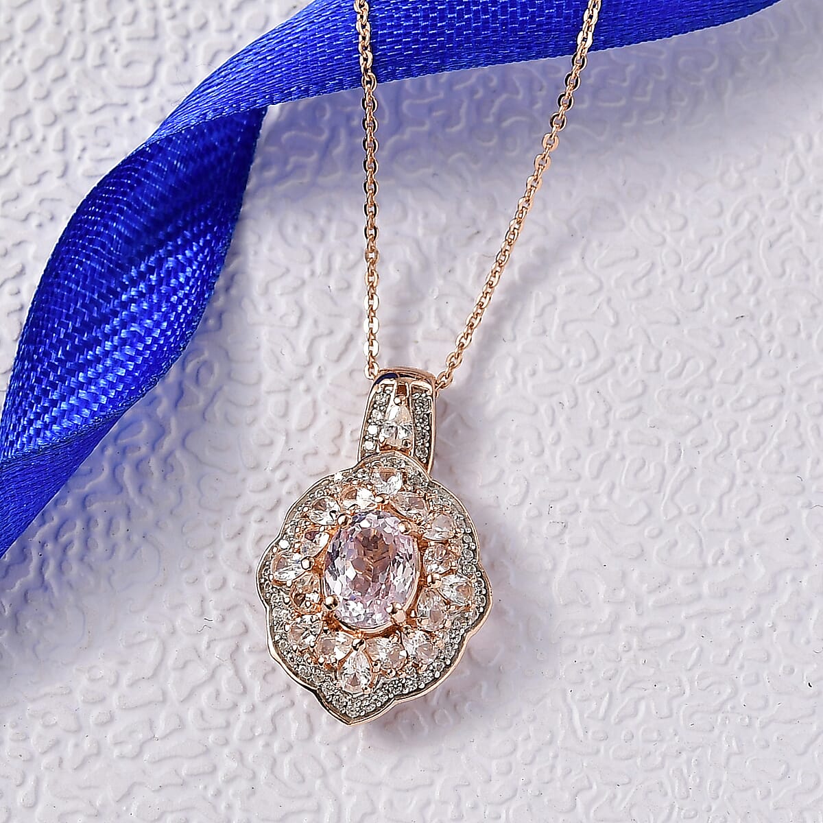 D'Joy Martha Rocha Kunzite and White Zircon 3.25 ctw Pendant Necklace in 18K Vermeil Rose Gold Over Sterling Silver 20 Inches  image number 1