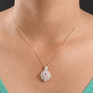 D'Joy Martha Rocha Kunzite and White Zircon 3.25 ctw Pendant Necklace in 18K Vermeil Rose Gold Over Sterling Silver 20 Inches 