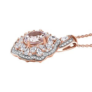 D'Joy Martha Rocha Kunzite and White Zircon 3.25 ctw Pendant Necklace in 18K Vermeil Rose Gold Over Sterling Silver 20 Inches 