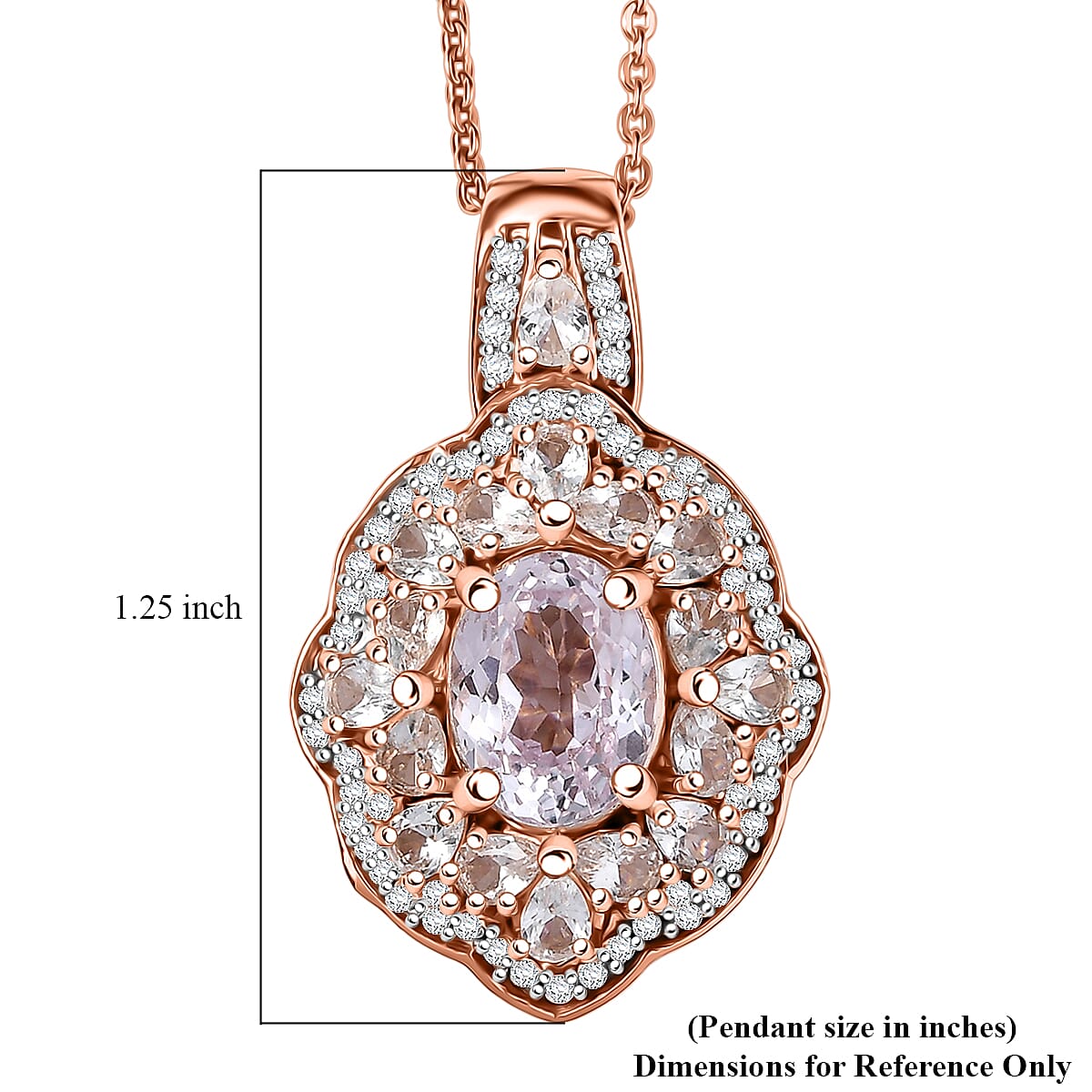 D'Joy Martha Rocha Kunzite and White Zircon 3.25 ctw Pendant Necklace in 18K Vermeil Rose Gold Over Sterling Silver 20 Inches  image number 6