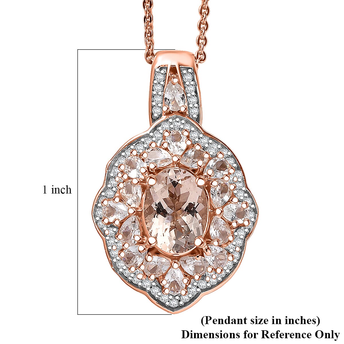 D'Joy Premium Marropino Morganite and White Zircon 2.85 ctw Pendant Necklace in 18K Vermeil Rose Gold Over Sterling Silver 20 Inches image number 5