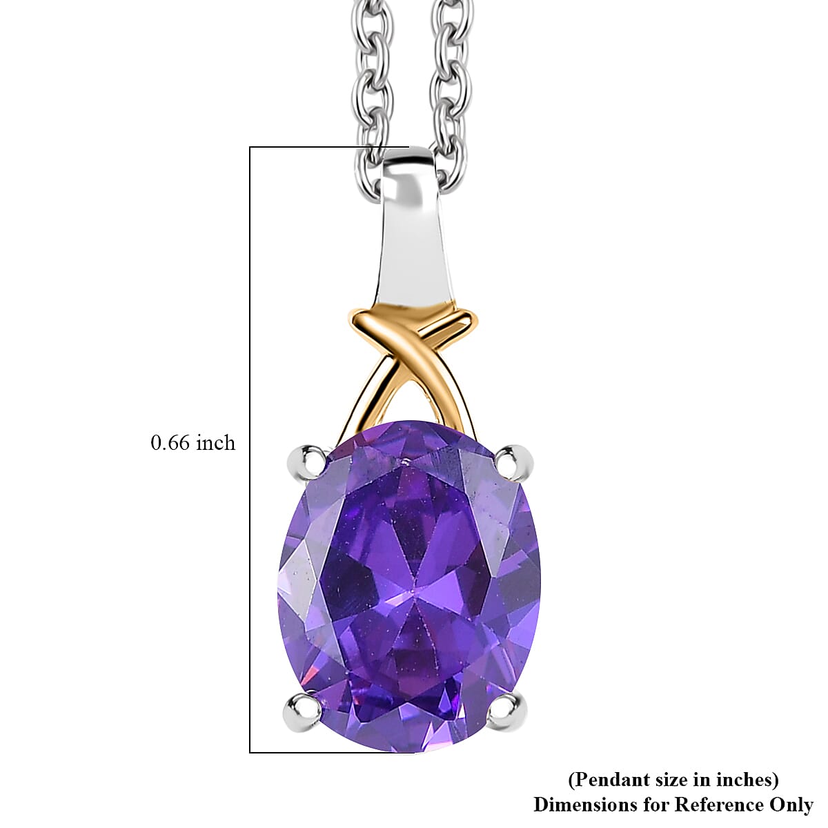 D'Joy Simulated Blue Diamond 2.90 ctw Pendant in 14K YG Over and Sterling Silver with Stainless Steel Necklace 20 Inches image number 5