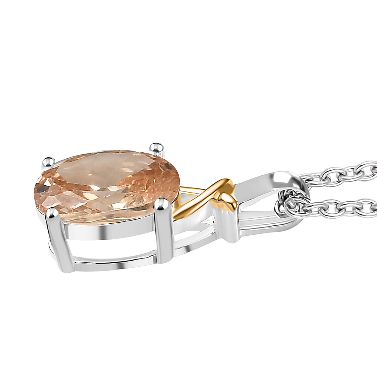 D'Joy Simulated Champagne Diamond 3.00 ctw Pendant in 14K YG Over and Sterling Silver with Stainless Steel Necklace 20 Inches image number 3