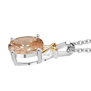 D'Joy Simulated Champagne Diamond 3.00 ctw Pendant in 14K YG Over and Sterling Silver with Stainless Steel Necklace 20 Inches