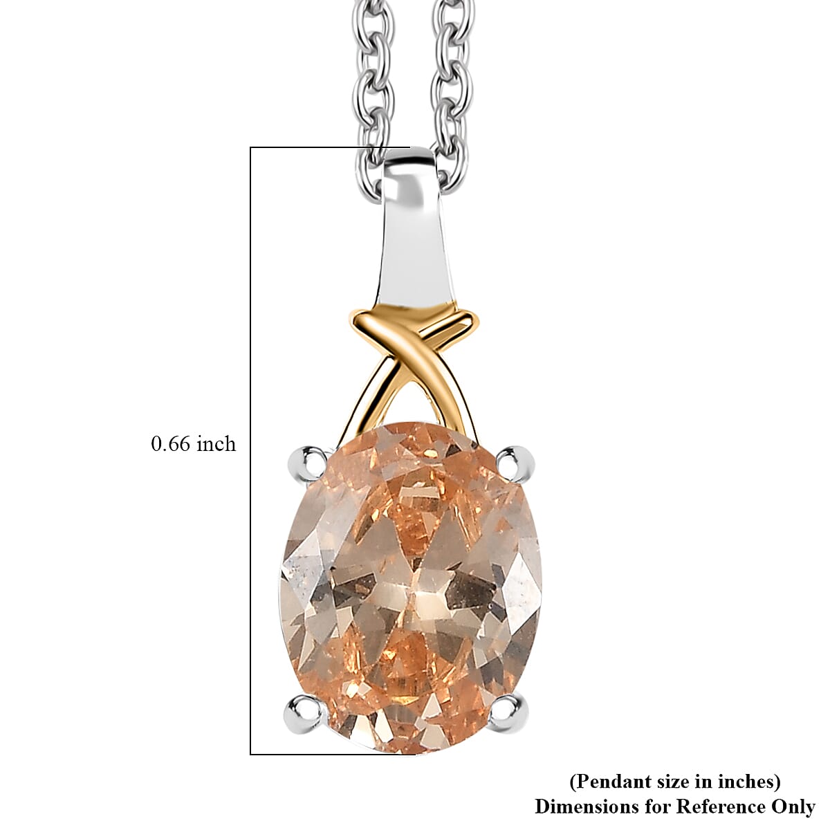 D'Joy Simulated Champagne Diamond 3.00 ctw Pendant in 14K YG Over and Sterling Silver with Stainless Steel Necklace 20 Inches image number 6