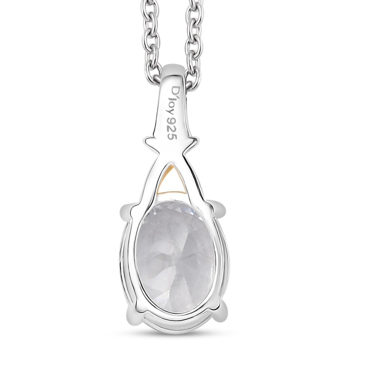 D'Joy Simulated Diamond 3.00 cctw Pendant in 14K YG Over and Sterling Silver with Stainless Steel Chain 20 Inches image number 4