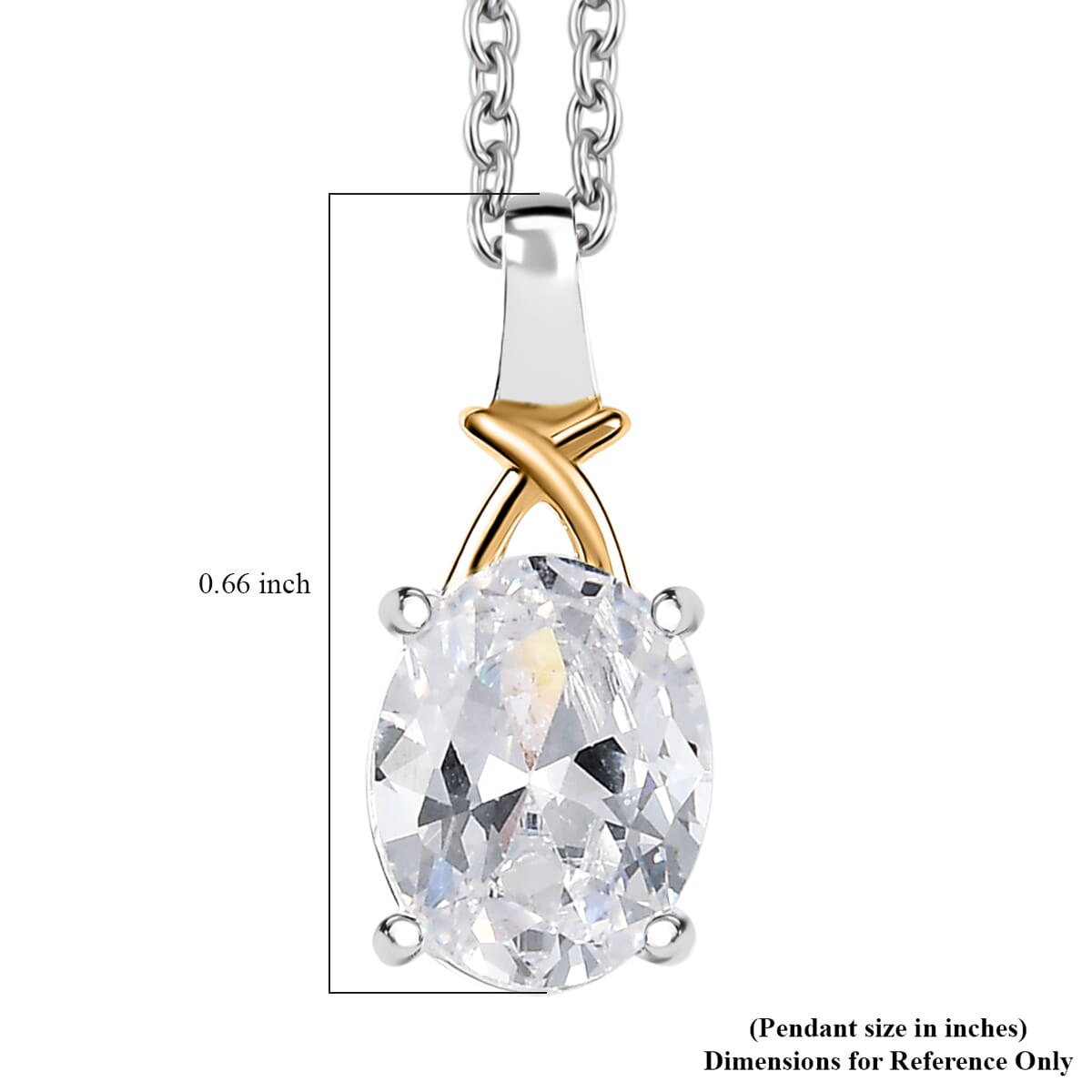 D'Joy Simulated Diamond 3.00 cctw Pendant in 14K YG Over and Sterling Silver with Stainless Steel Chain 20 Inches image number 6
