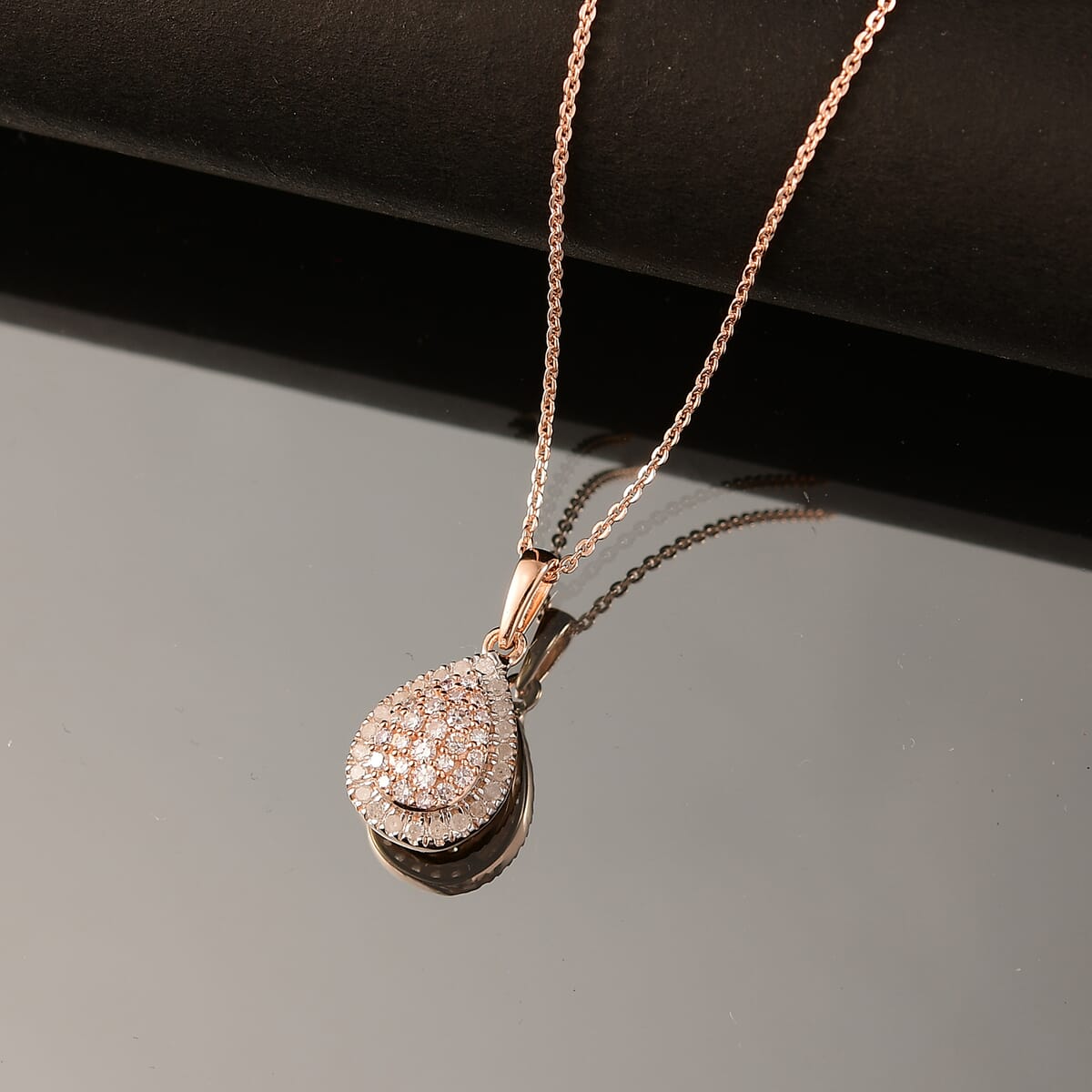 D’Joy Natural Pink and White Diamond 0.50 ctw Tear of Joy Pendant Necklace in 18K Vermeil Rose Gold Over Sterling Silver 20 Inches image number 1