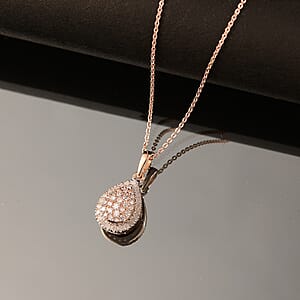 D'Joy Natural Pink and White Diamond 0.50 ctw Tear of Joy Pendant Necklace in 18K Vermeil Rose Gold Over Sterling Silver 20 Inches