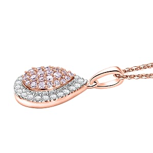 D'Joy Natural Pink and White Diamond 0.50 ctw Tear of Joy Pendant Necklace in 18K Vermeil Rose Gold Over Sterling Silver 20 Inches