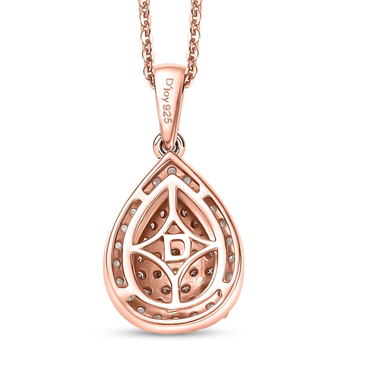 D’Joy Natural Pink and White Diamond 0.50 ctw Tear of Joy Pendant Necklace in 18K Vermeil Rose Gold Over Sterling Silver 20 Inches image number 4