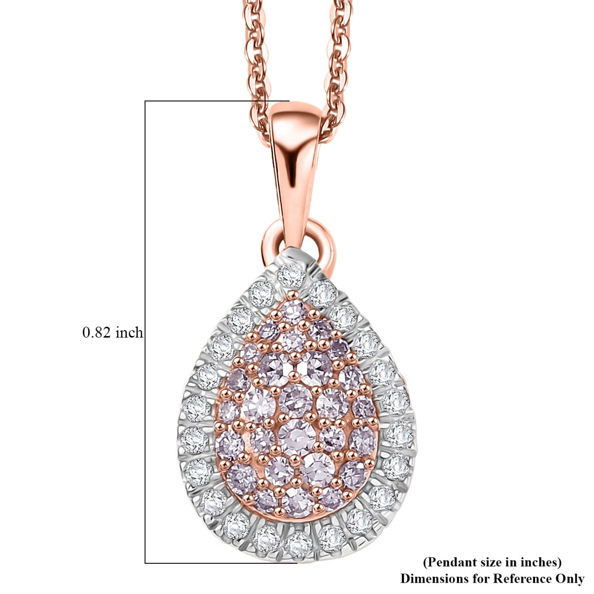 D’Joy Natural Pink and White Diamond 0.50 ctw Tear of Joy Pendant Necklace in 18K Vermeil Rose Gold Over Sterling Silver 20 Inches image number 6