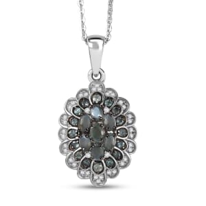 D’Joy Narsipatnam Alexandrite and White Zircon 1.00 ctw Crown of Shadows Pendant Necklace 20 inches in Rhodium Over Sterling Silver