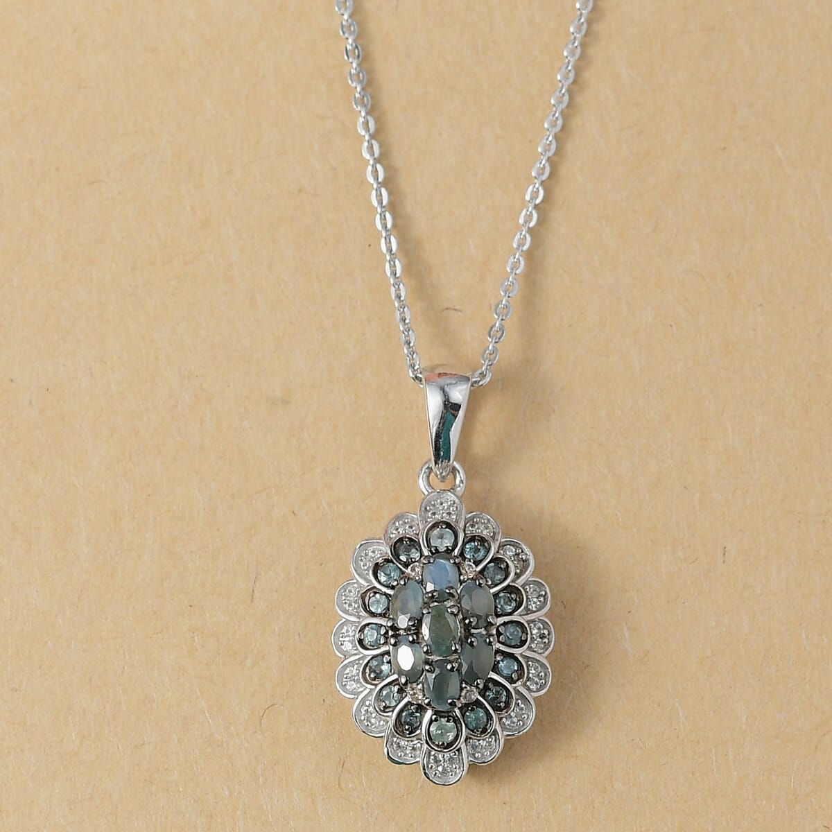 D’Joy Narsipatnam Alexandrite and White Zircon 1.00 ctw Crown of Shadows Pendant Necklace 20 inches in Rhodium Over Sterling Silver image number 1