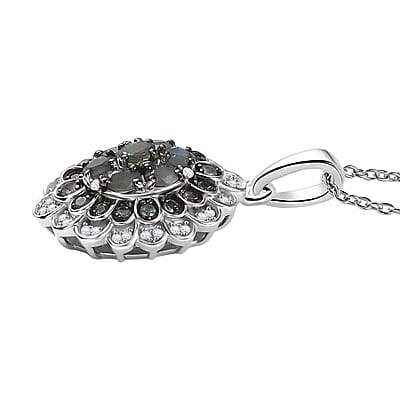 D'Joy Narsipatnam Alexandrite and White Zircon 1.00 ctw Crown of Shadows Pendant Necklace 20 inches in Rhodium Over Sterling Silver