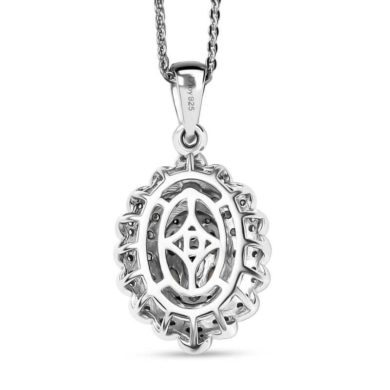 D'Joy Narsipatnam Alexandrite and White Zircon 1.00 ctw Crown of Shadows Pendant Necklace 20 inches in Rhodium Over Sterling Silver