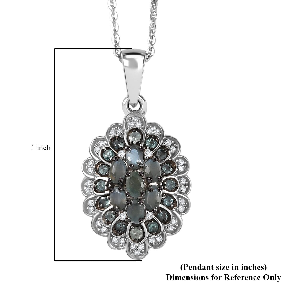 D’Joy Narsipatnam Alexandrite and White Zircon 1.00 ctw Crown of Shadows Pendant Necklace 20 inches in Rhodium Over Sterling Silver image number 6